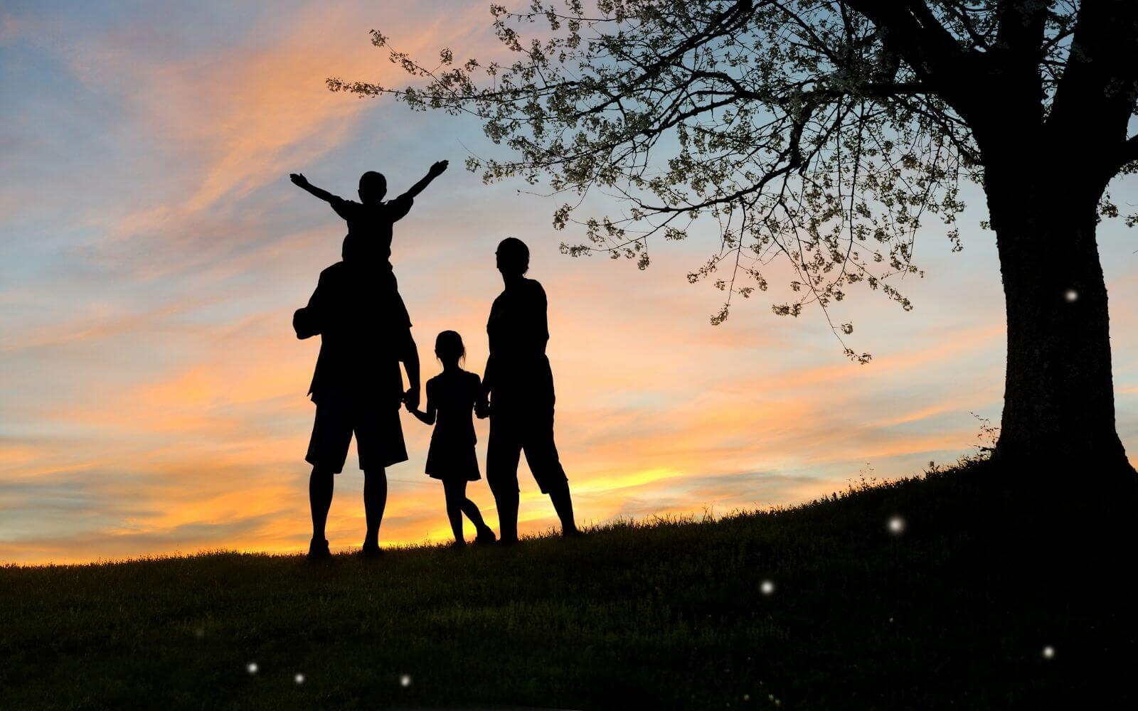 Family Near A Tree