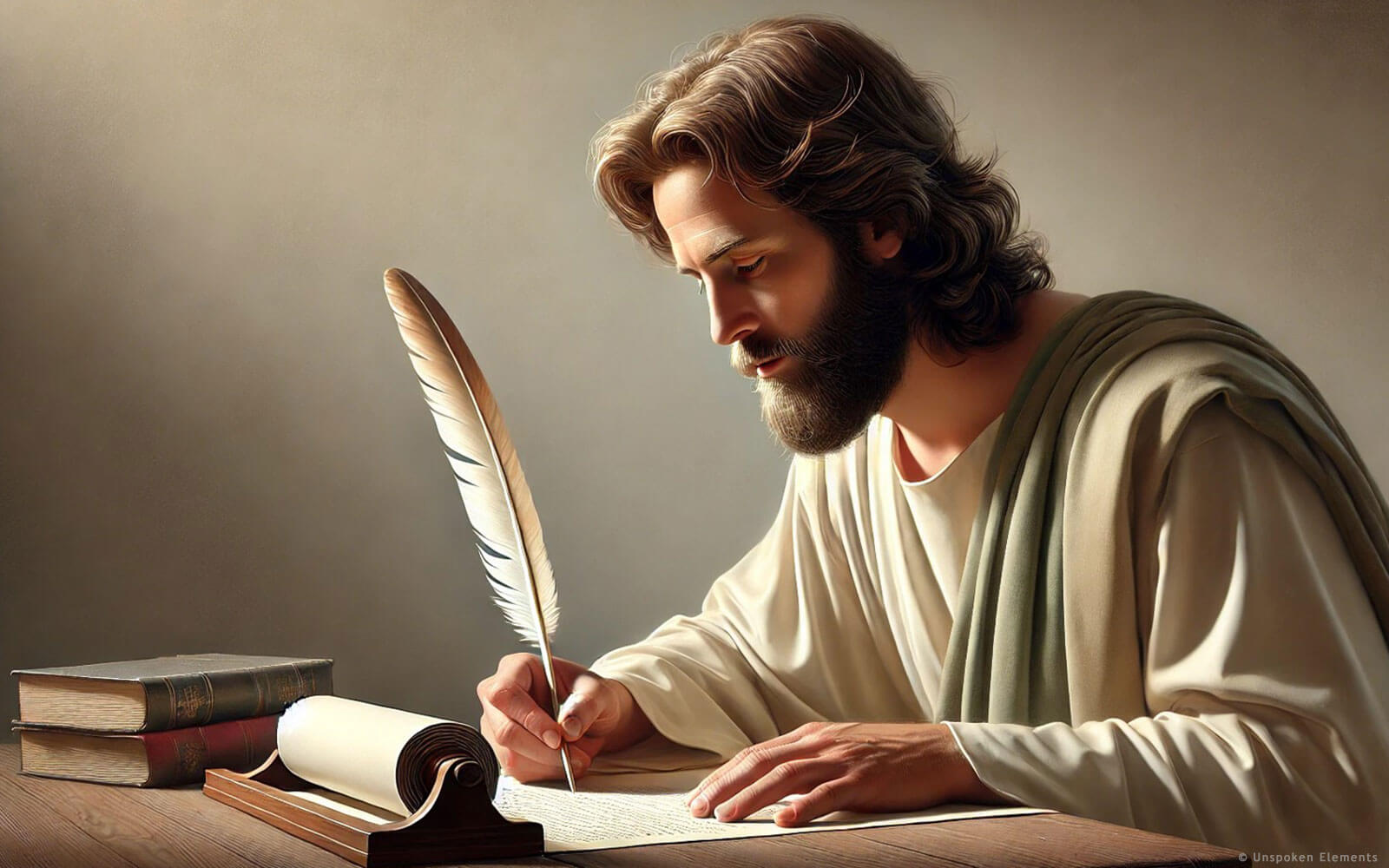 Saint Luke the Evangelist writes his gospels