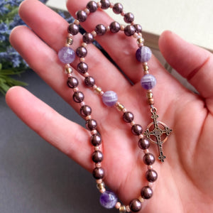 Amethyst Dawn Prayer Beads - Swarovski Pearls