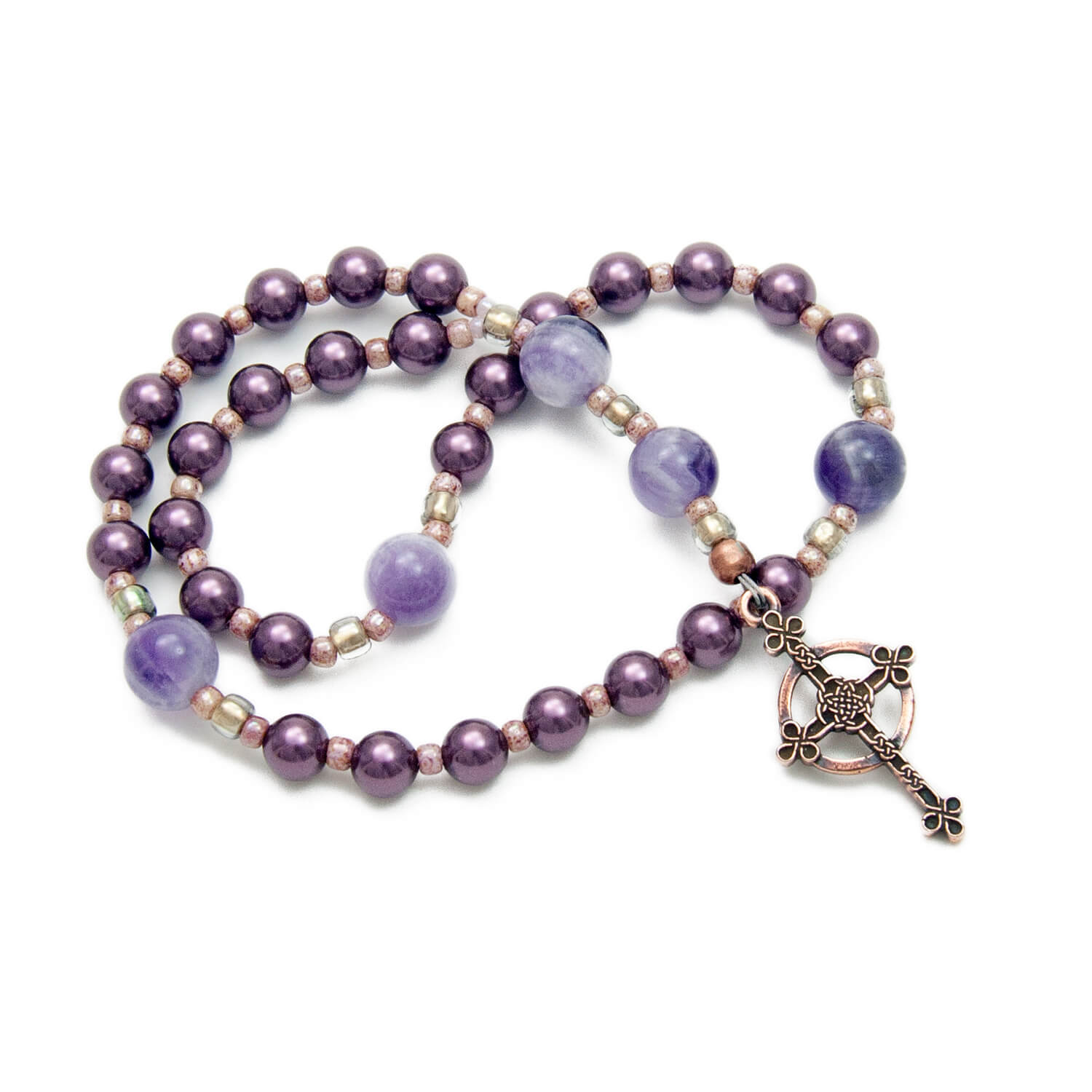 Amethyst Dawn Prayer Beads - Swarovski Pearls