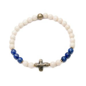 Fossil Jasper & Lapis Lazuli Bracelet