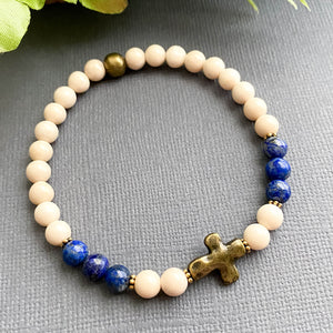 Fossil Jasper & Lapis Lazuli Bracelet