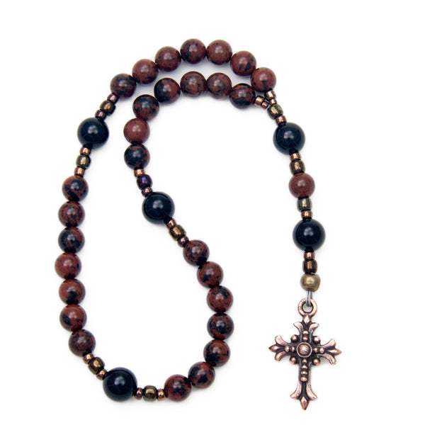Obsidian Anglican Rosary - 33-Bead Pocket Prayer Beads - Unspoken