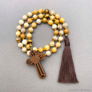 Paternoster Prayer Beads - Fossil & Tigereye