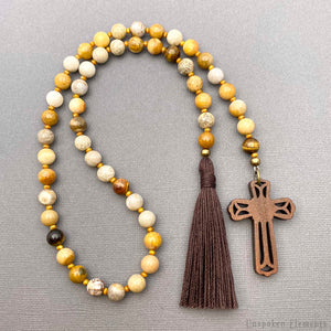 Paternoster Prayer Beads - Fossil & Tigereye