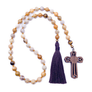 Paternoster Prayer Beads - Fossil & Tigereye
