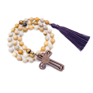 Paternoster Prayer Beads - Fossil & Tigereye