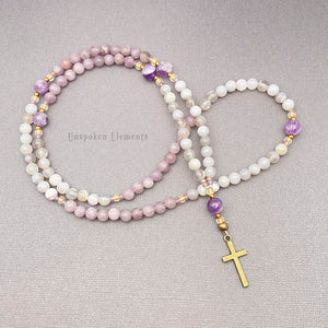 Agate and Lepidolite Prayer Necklace