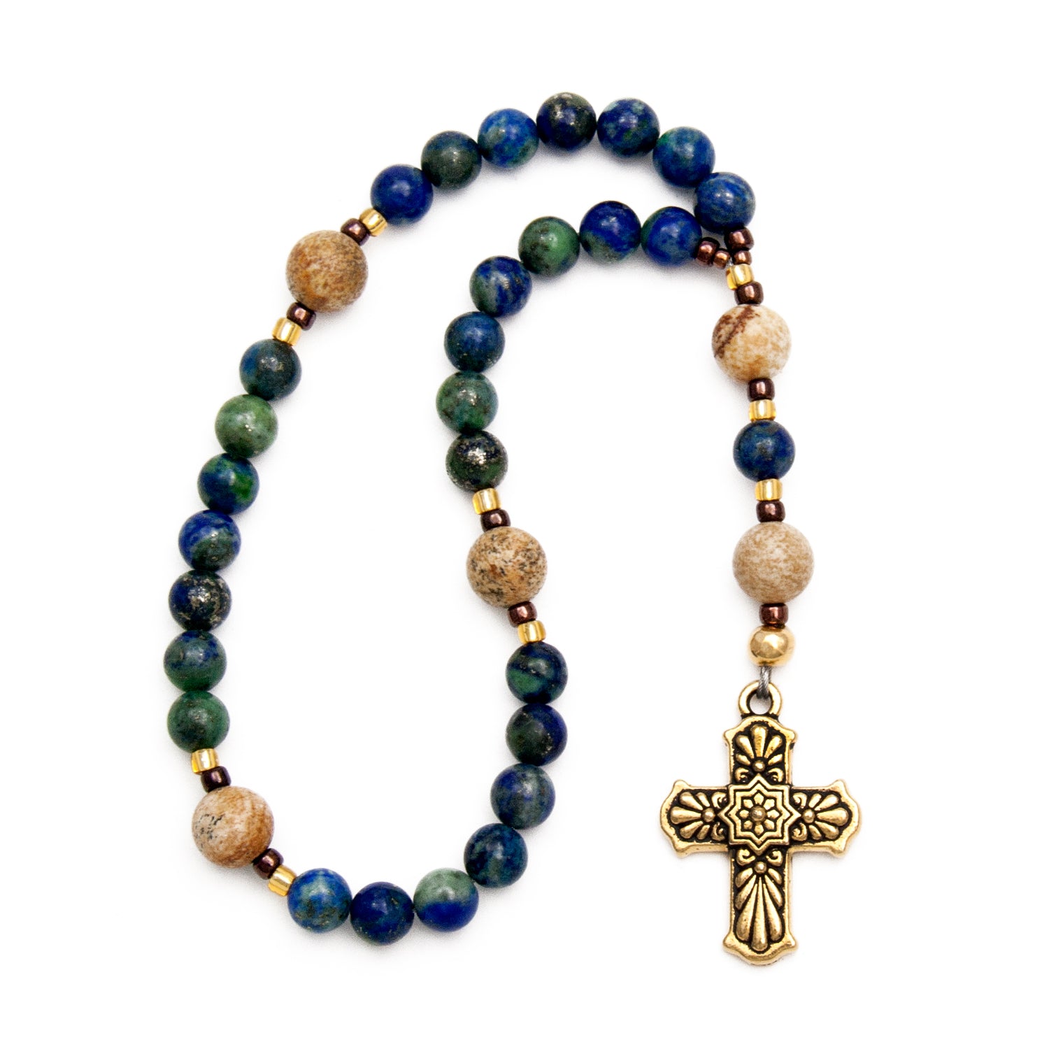 HANDMADE Anglican Rosary BLUE PINK Coated Glass PRAYER BEADS | eBay
