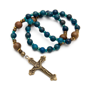 Blue Anglican Rosary - Jasper & Robles Wood