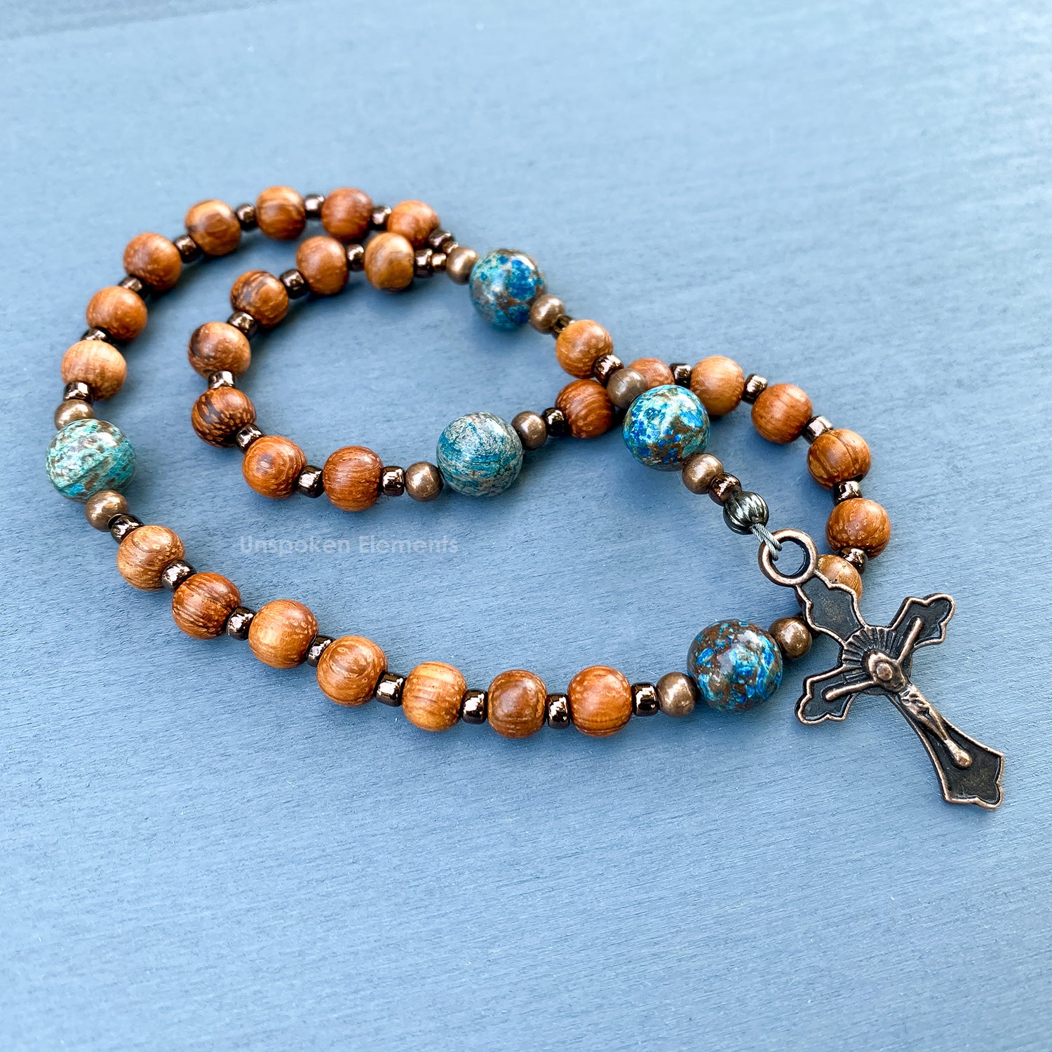 Wood Anglican Prayer Beads with Jasper