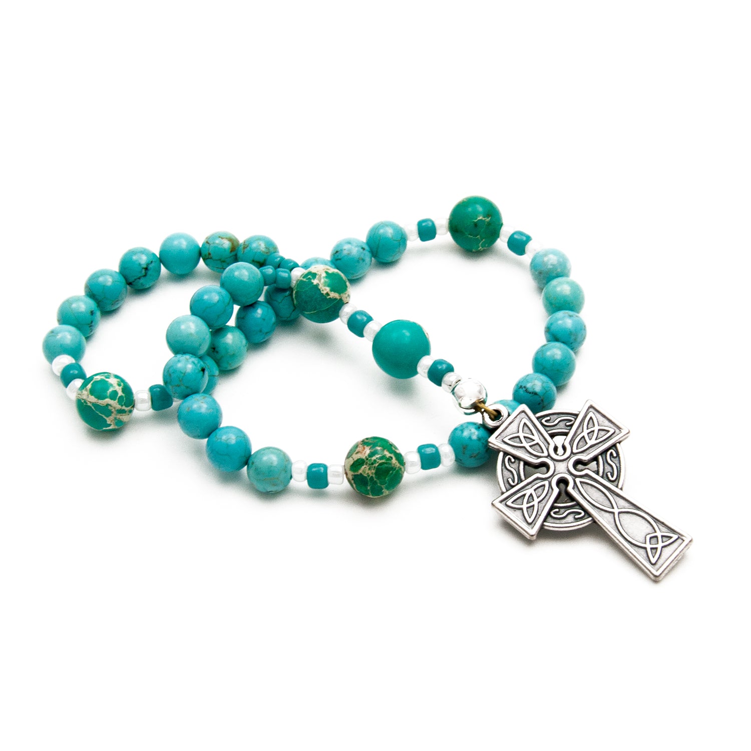 Turquoise Celtic Protestant Prayer Beads