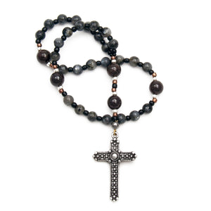Anglican Prayer Beads for Men Labradorite and Garnet Gemstones