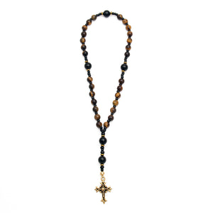 Tiger Eye & Onyx Christian Prayer Beads