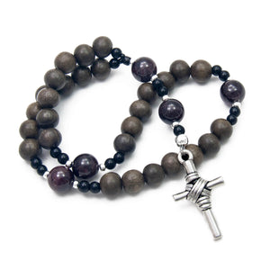 Garnet & Wood Prayer Beads (8MM)