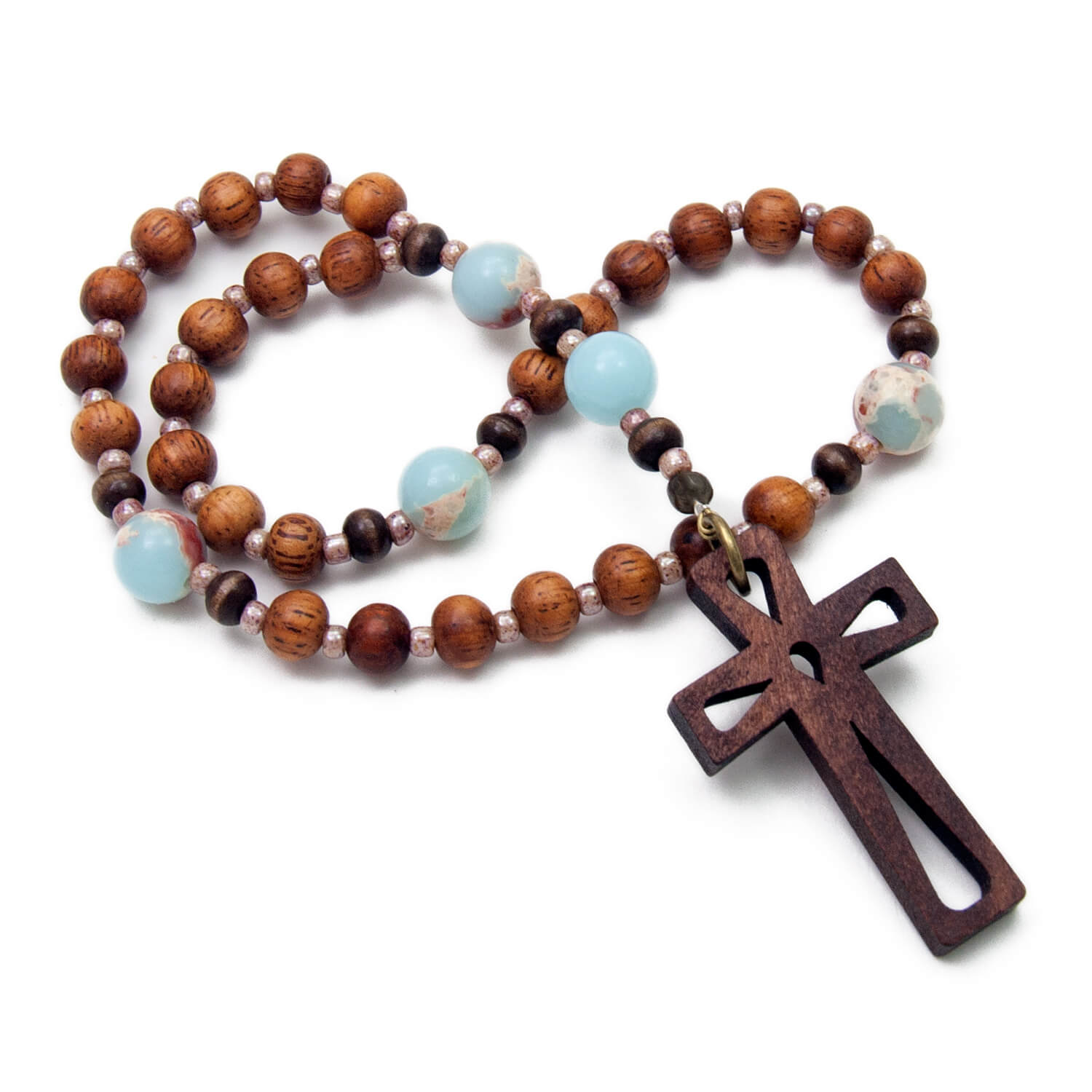 Amazon.com: Serenity Prayer Beads Anglican Style Turquoise Howlite with  Silver Beads and Stainless Steel Cross : Handmade Products